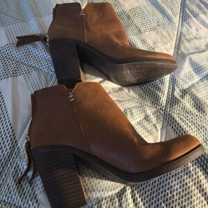 BP Brown Ankle Booties with Block Heel